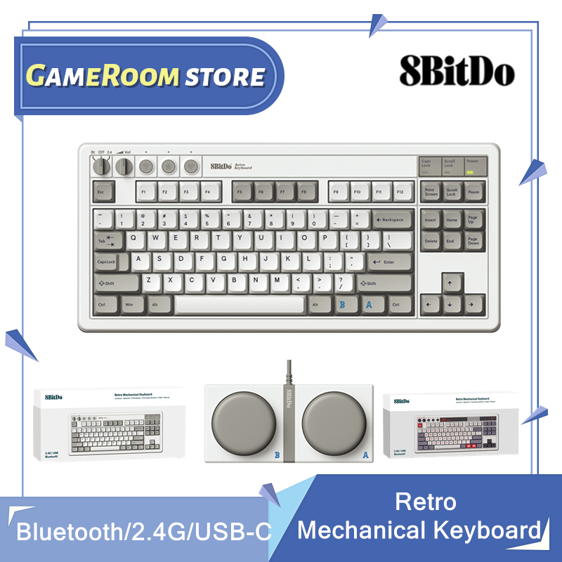 Gaming Keyboard Hot Swappable - 8Bitdo Retro mechanische Tastatur, Bluetooth/2,4G/USB-C Hot-Swap-fähige