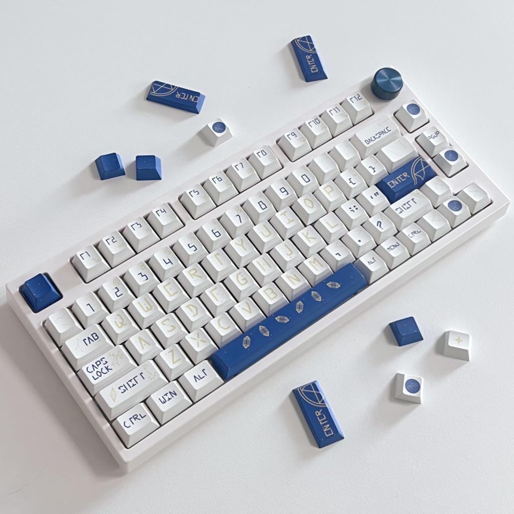 Keyboard Gaming Blue Switch - 132 Tasten Konstellation Kirschprofil PBT Tastenkappen